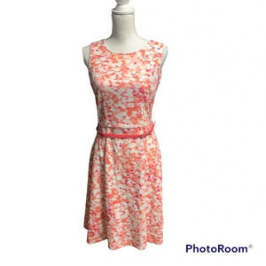 212 Collections size 12 pink/purple scuba dress with belt.